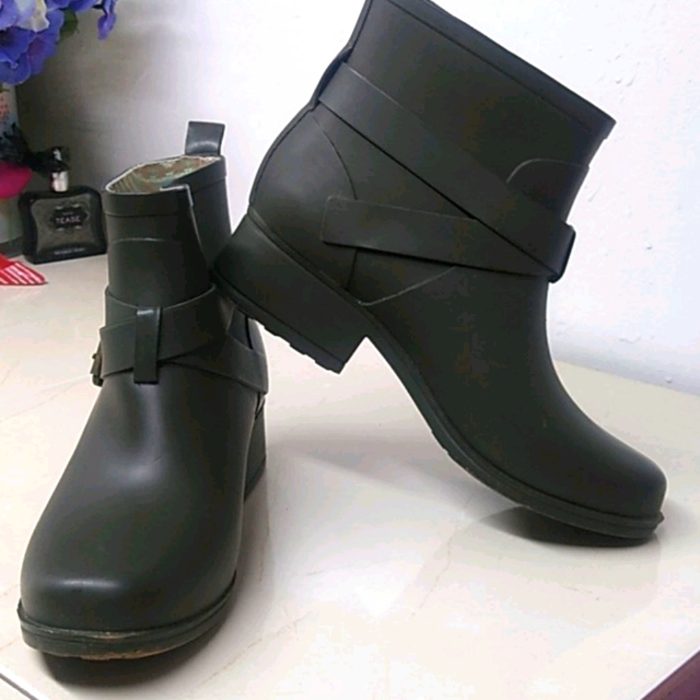 Lucky Brand Army Green Rubber Ankle Boots